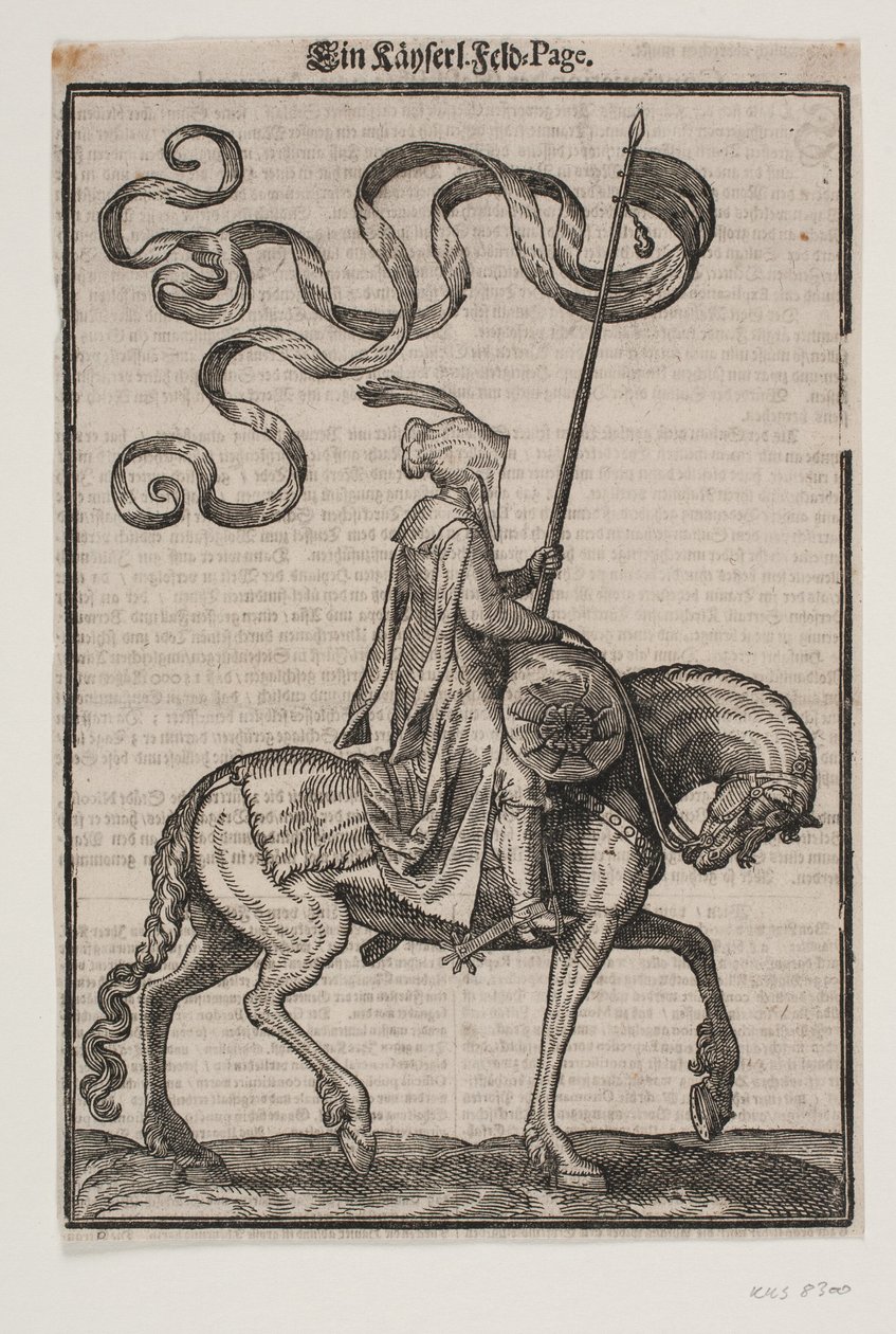 Porte-étendard monté, profil vers la droite; l