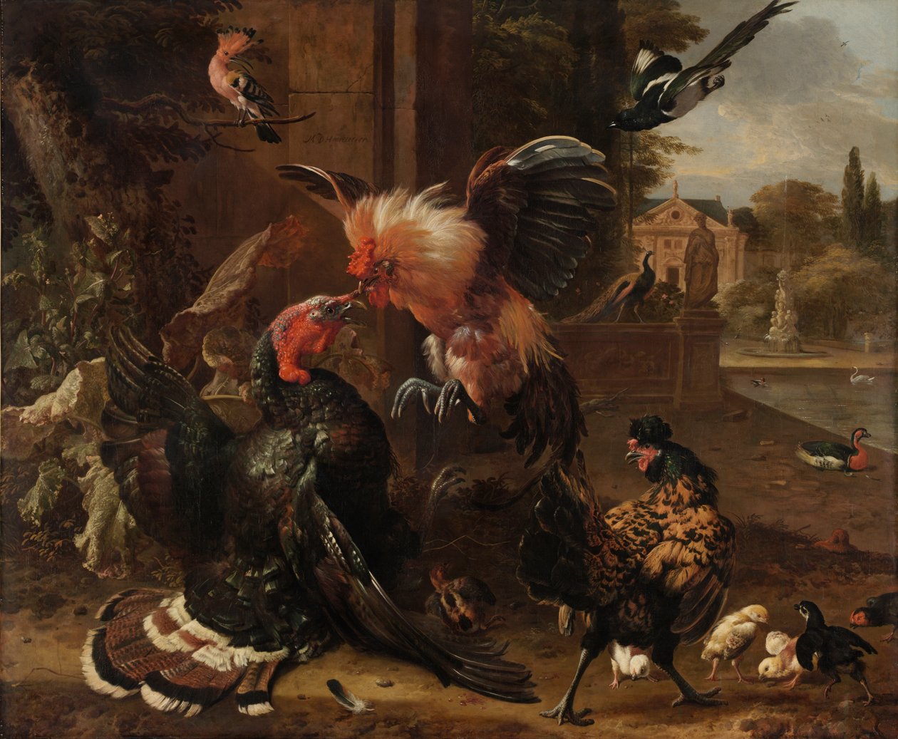 Un coq et une dinde se battant, vers 1680 - Melchior de Hondecoeter