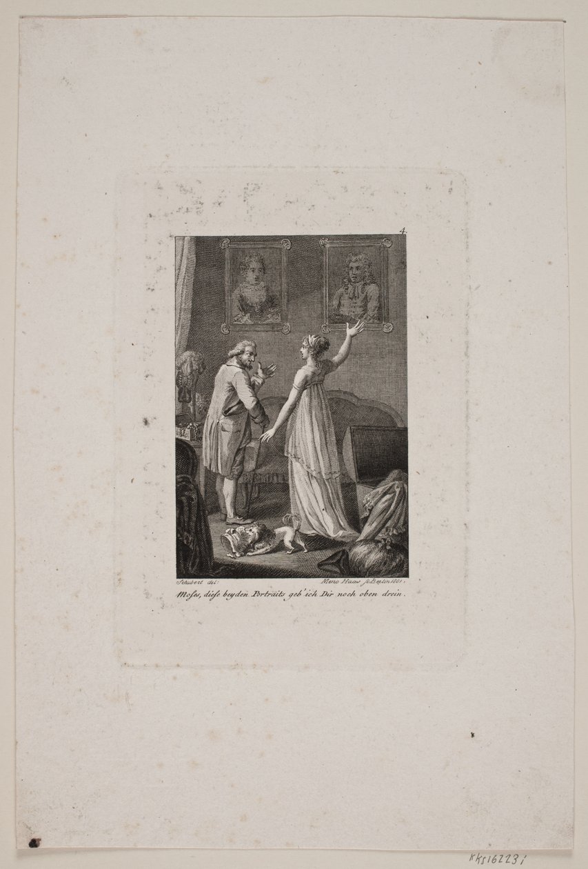 Illustration avec dame et monsieur devant deux portraits - Meno Haas