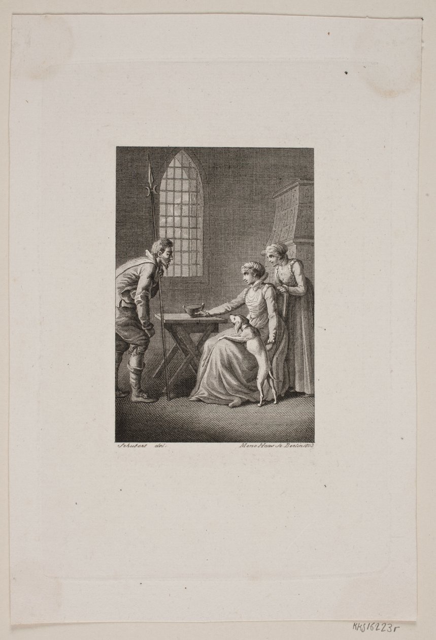 Illustration avec un veilleur devant une femme assise et une femme debout - Meno Haas