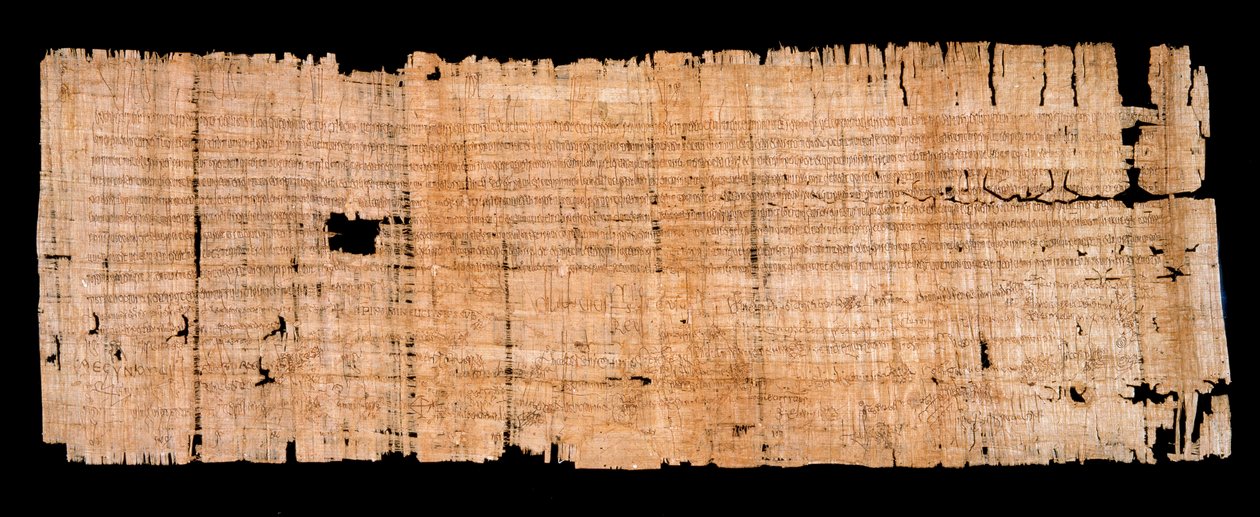 Période mérovingienne : document juridique manuscrit sur papyrus confirmant le privilège d