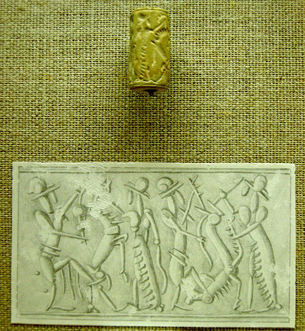 Sceau cylindrique avec impression (faïence) - Mesopotamian