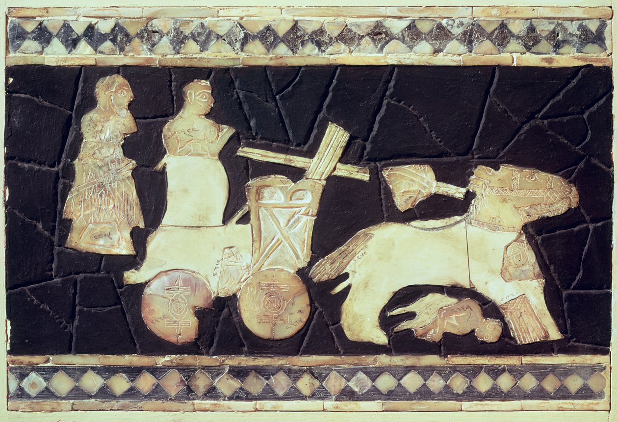 Char de guerre tiré par deux chevaux, 2800-2300 av. J.-C. - Mesopotamian