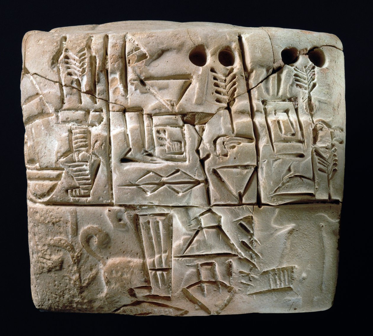 Tablette cunéiforme pictographique ancienne, Mésopotamie, Uruk, vers 3100-2900 av. J.-C. - Mesopotamian Mesopotamian