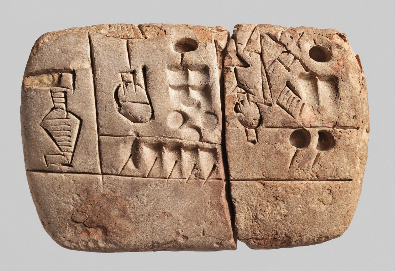 Tablette cunéiforme pictographique ancienne, Mésopotamie, Uruk, vers 3100-2900 av. J.-C. - Mesopotamian Mesopotamian