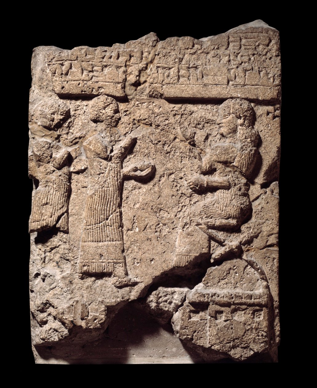 Mésopotamie : relief en calcaire de scribes prenant le butin lors du pillage de Musasir. du palais de Sargon II à Khorsabad (Khunsabad). 710 av. J.-C. Paris, Musée du Louvre - Mesopotamian Mesopotamian