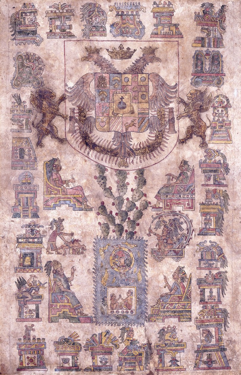 Un document illuminé du Mexique, montrant les armoiries du vice-roi Sotomayor, vers 1645 - Mexican School