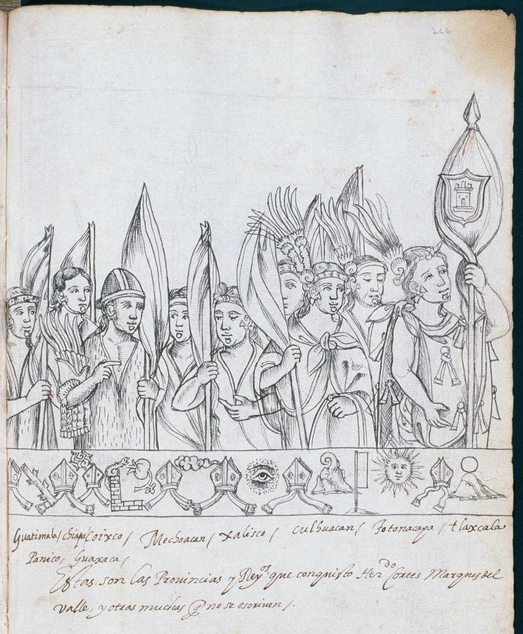 Représentants des provinces mexicaines, de Historia de Tlaxcala par Diego Muñoz Camargo - Mexican School