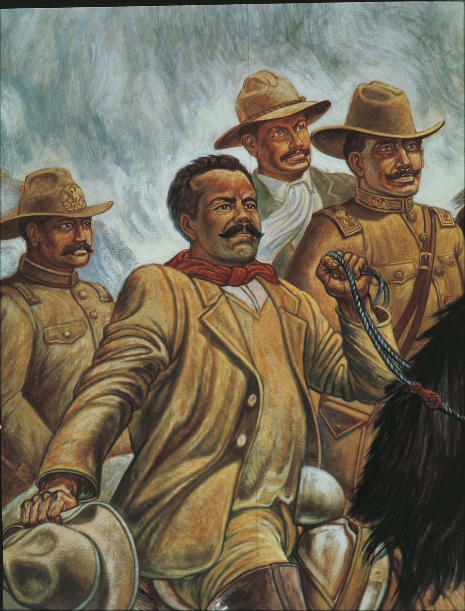 Pancho Villa à Zacatecas en 1910 (huile sur carton) - Mexican School