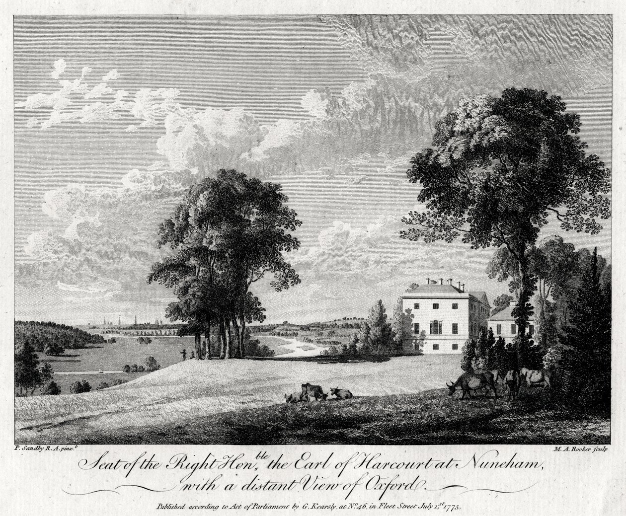 Siège du très honorable comte de Harcourt à Nuneham, avec une vue lointaine d