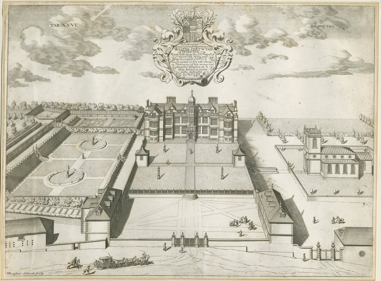 Ingestre Hall : gravure sur cuivre - Michael Burghers