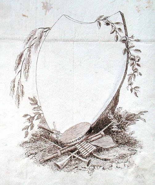 Bouclier en forme de cœur avec instruments du carnet de croquis de Michael Faraday - Michael Faraday