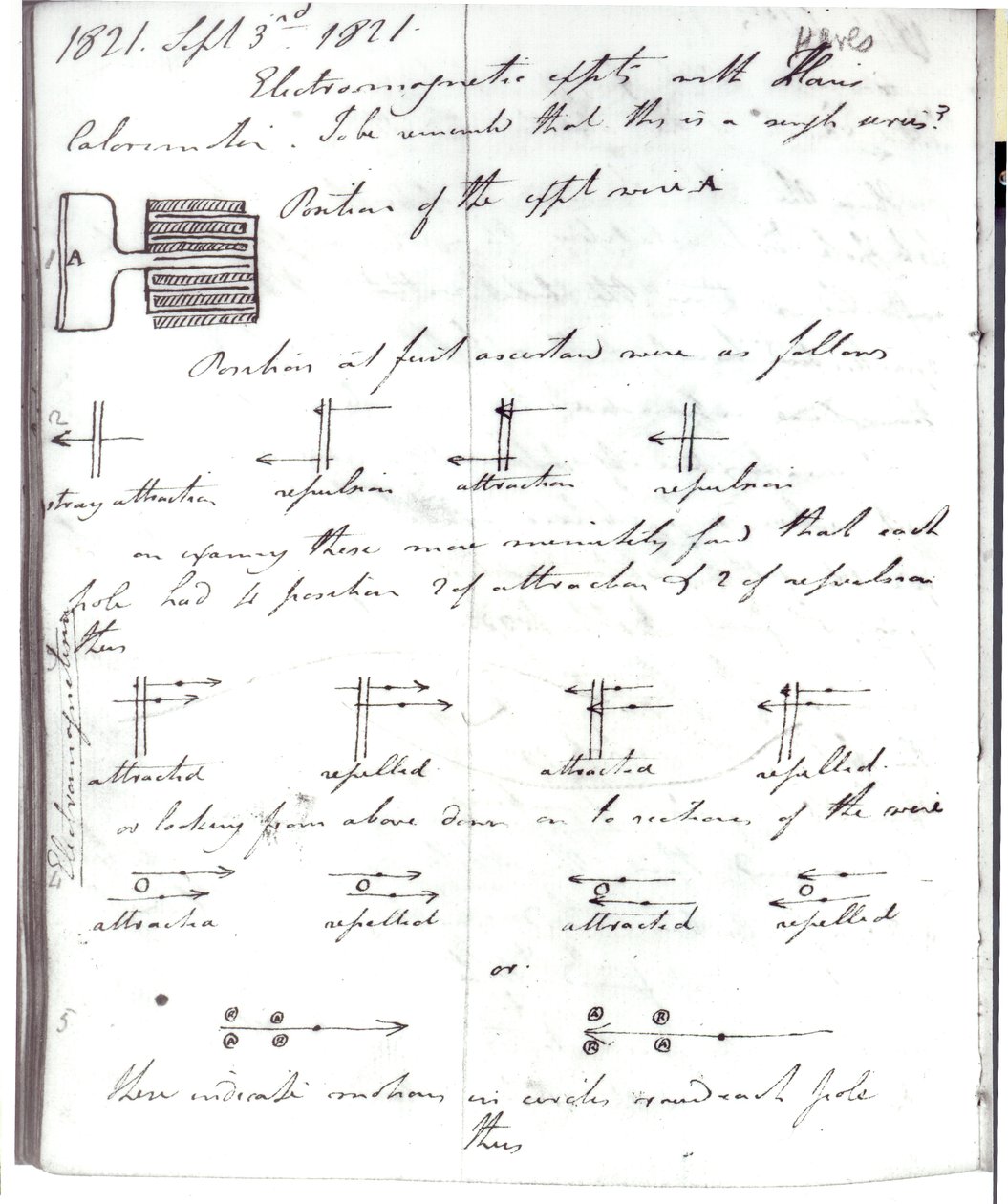 Page 72 du carnet de Faraday, sur l