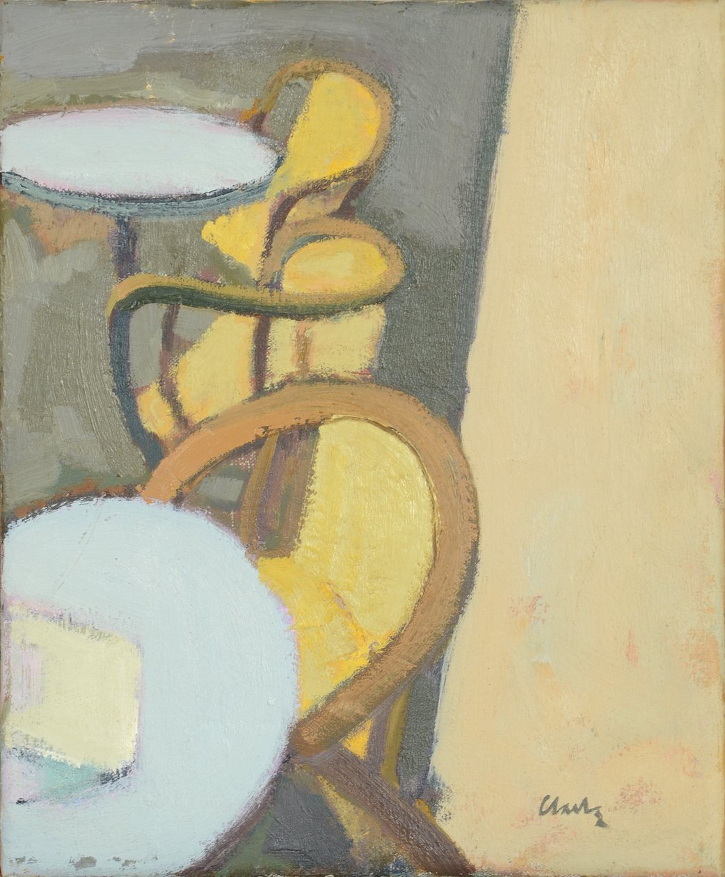 Café Table Top, 2017 (oil on linen) - Michael G. Clark