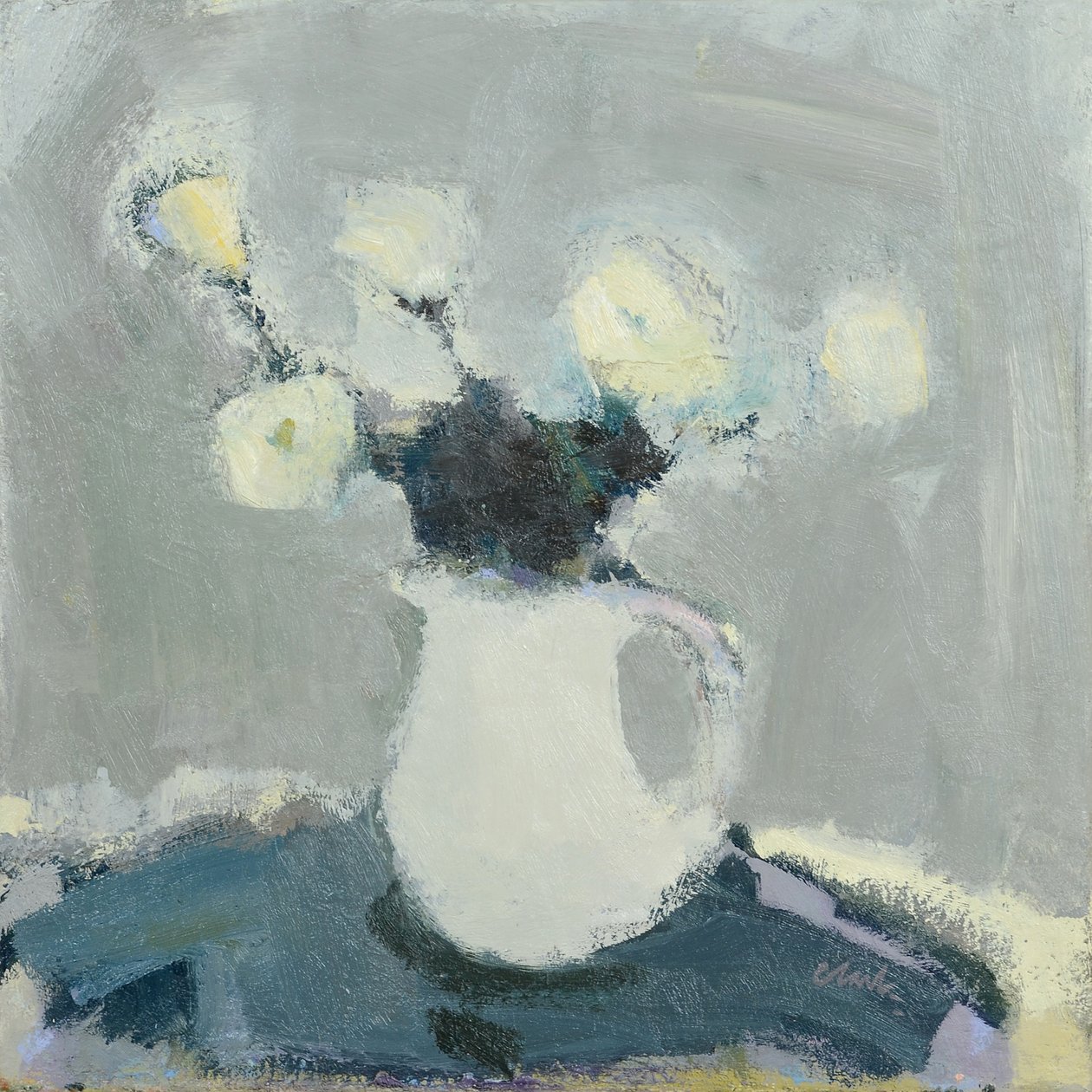 Plateau de table avec fleurs, 2016 (huile sur lin) - Michael G. Clark
