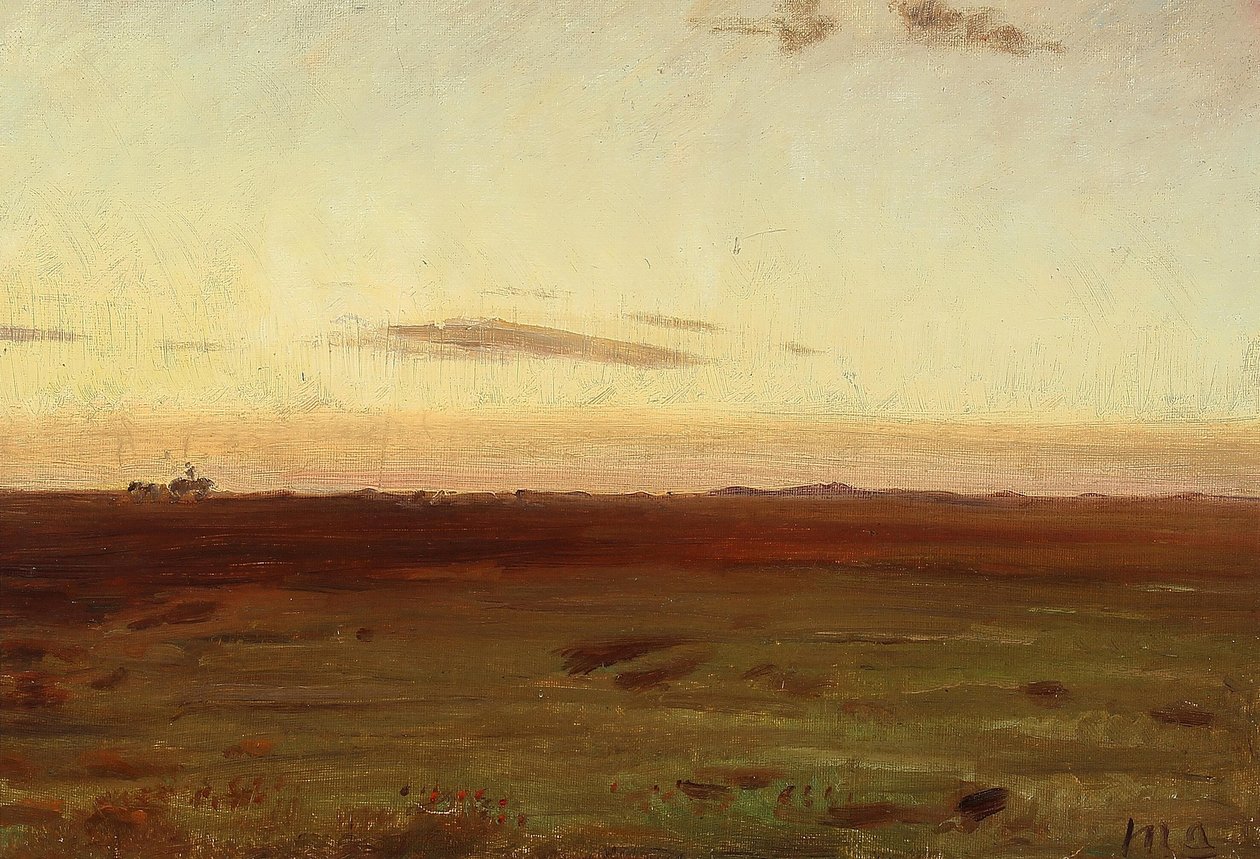 Vue de la prairie et des dunes au soleil du soir. - Michael Peter Ancher