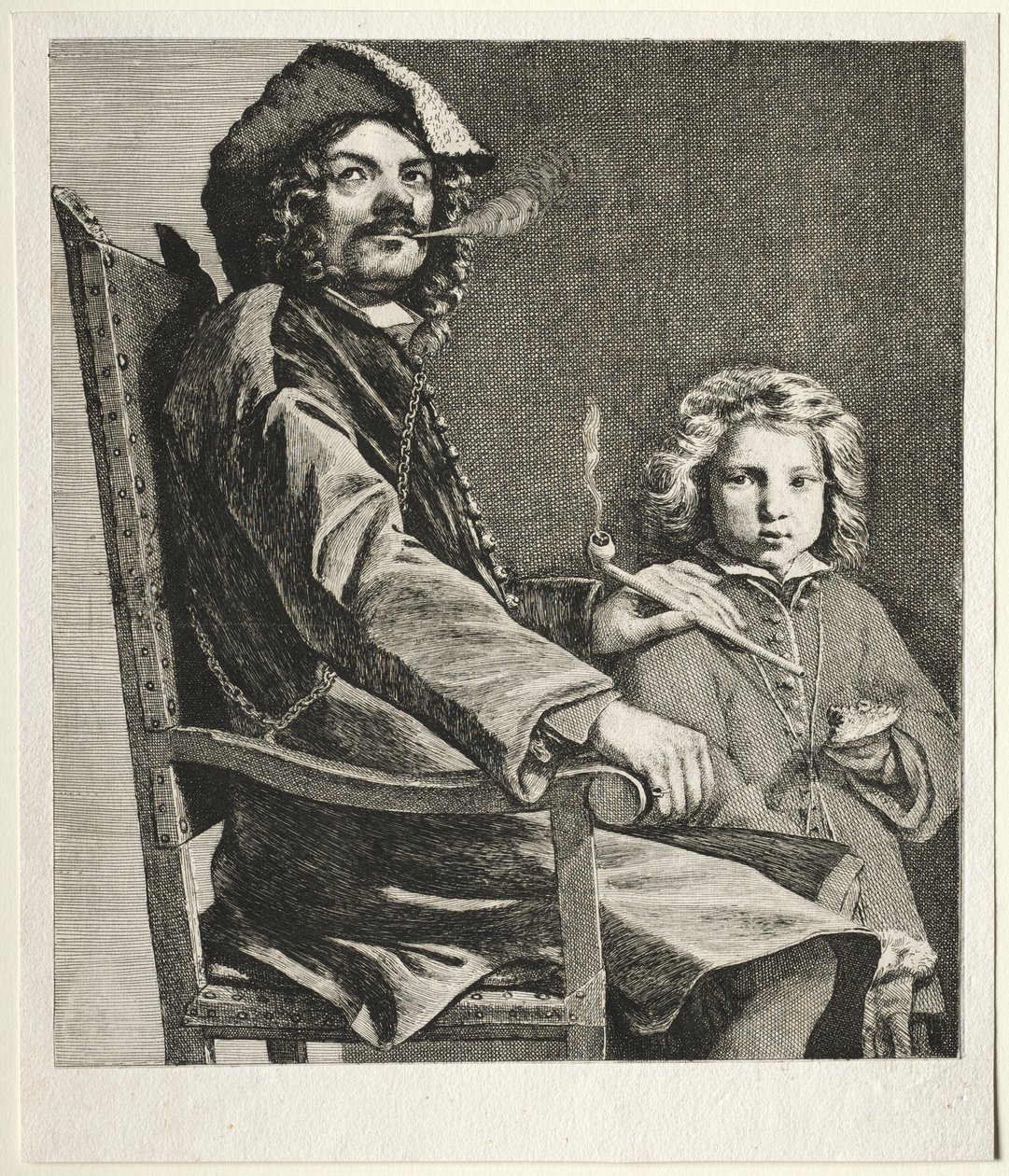 Homme fumant une pipe et petit garçon - Michael Sweerts