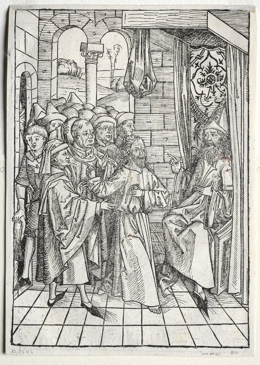 Der Schatzbehalter : Christ devant Caïphe verso, 1491 - Michael Wolgemut