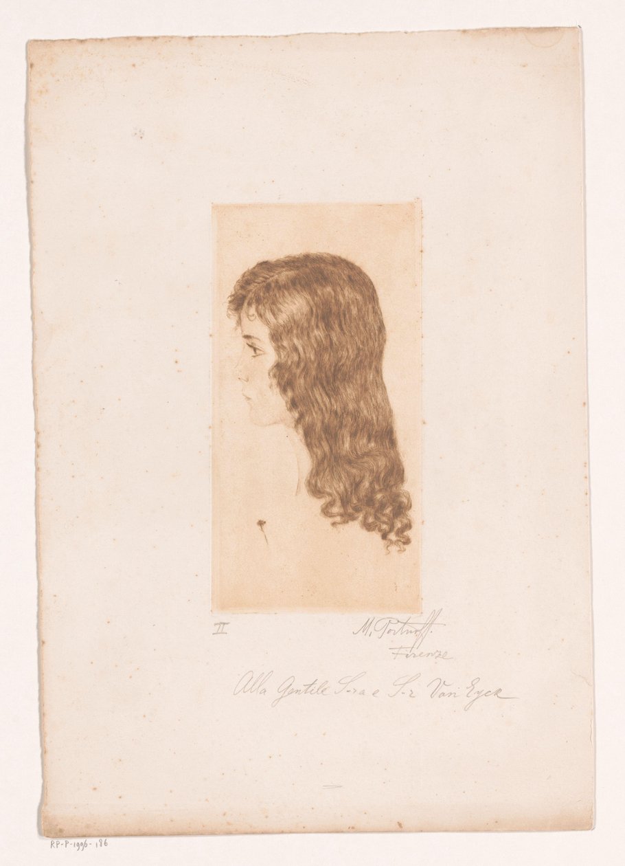 Tête de jeune fille aux longs cheveux de profil - Michal Portnoff (signed by artist)