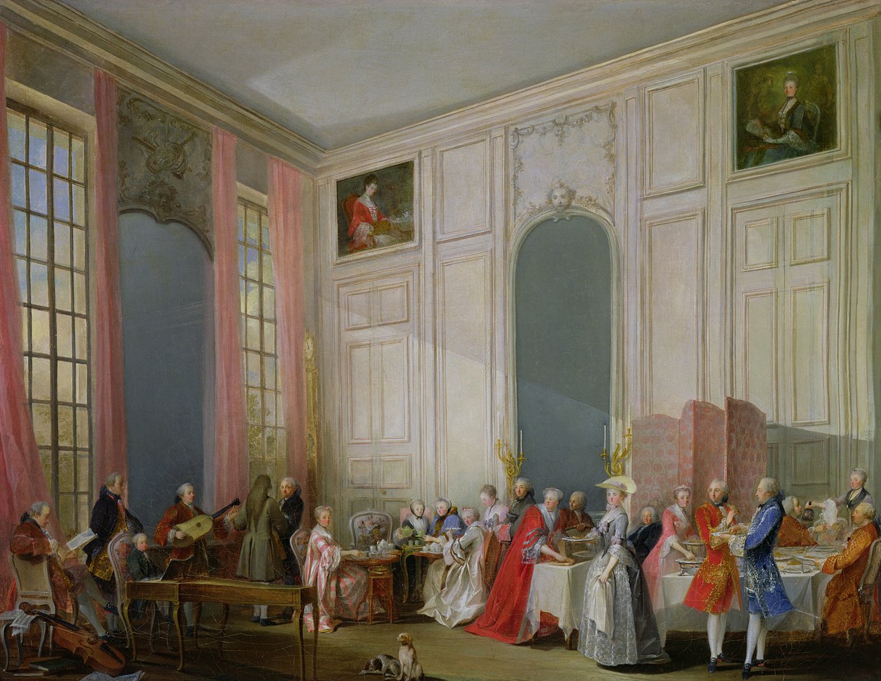 Le Thé anglais et un concert de société chez la princesse de Conti, Palais du Temple, Paris avec le jeune Mozart au clavecin, 1766 - Michel Barthelemy Ollivier or Olivier