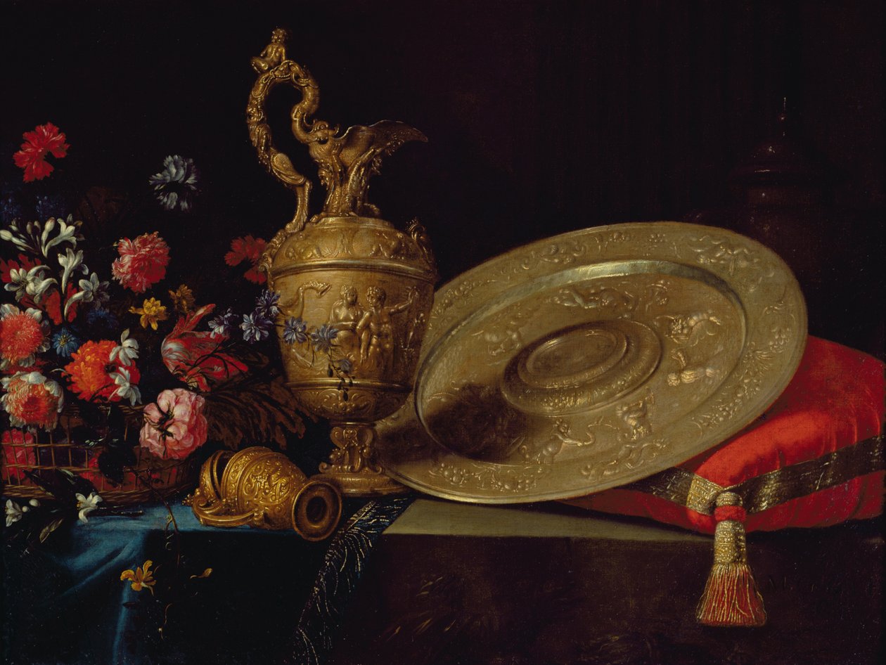 Nature morte avec fleurs et assiette | Michel Gobin