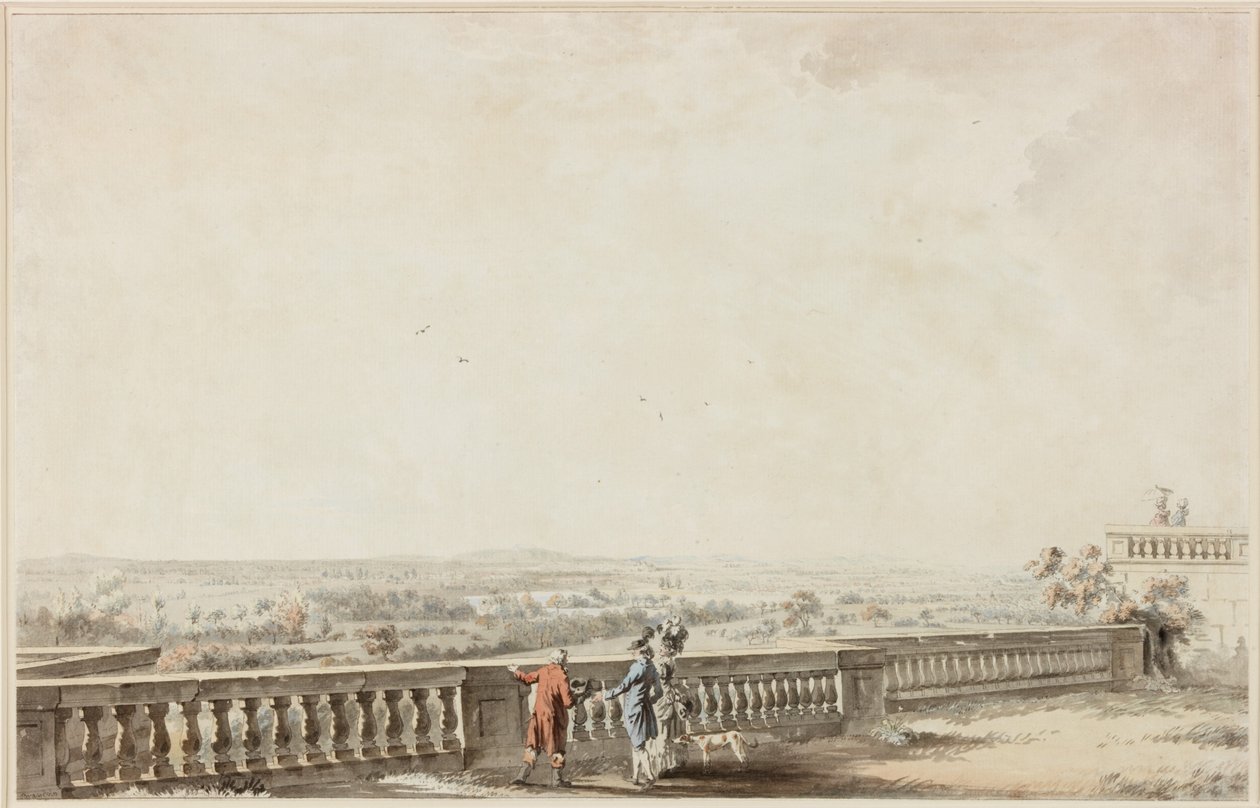 Figures sur une terrasse - Michel Vincent Brandoin or Brandouin