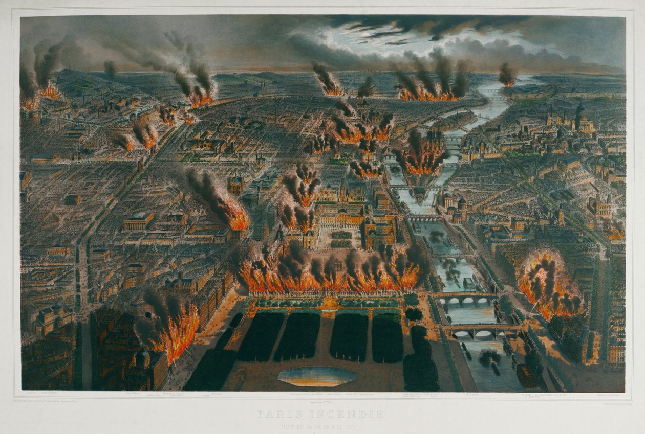 La Commune : Paris en feu dans la nuit du 24 au 25 mai 1871 ... (gravure) - Charles Fichot