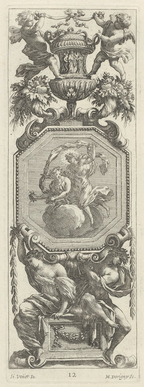 Panneau ornemental surmonté de deux putti et d