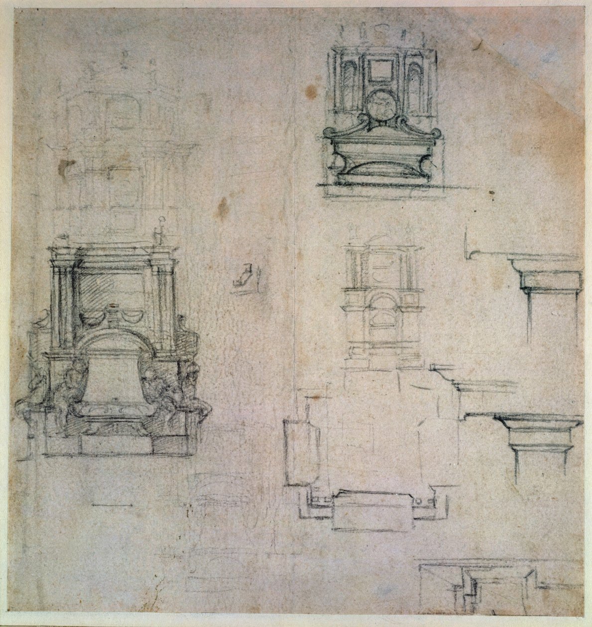 Inv. 1859 6-25-545. R. (W. 25) Dessins pour tombes - Michelangelo Buonarroti