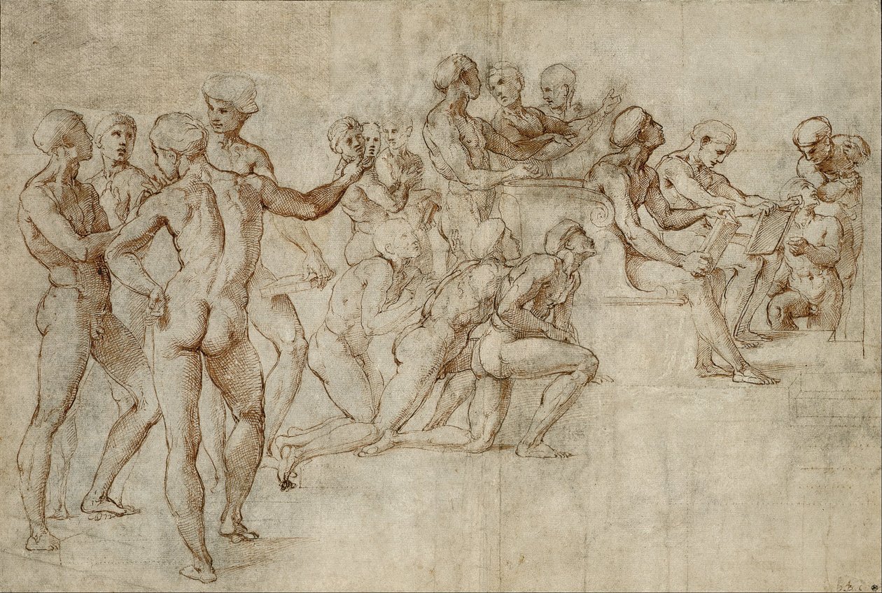 Esquisse pour la section inférieure gauche de la Disputa - Michelangelo Buonarroti