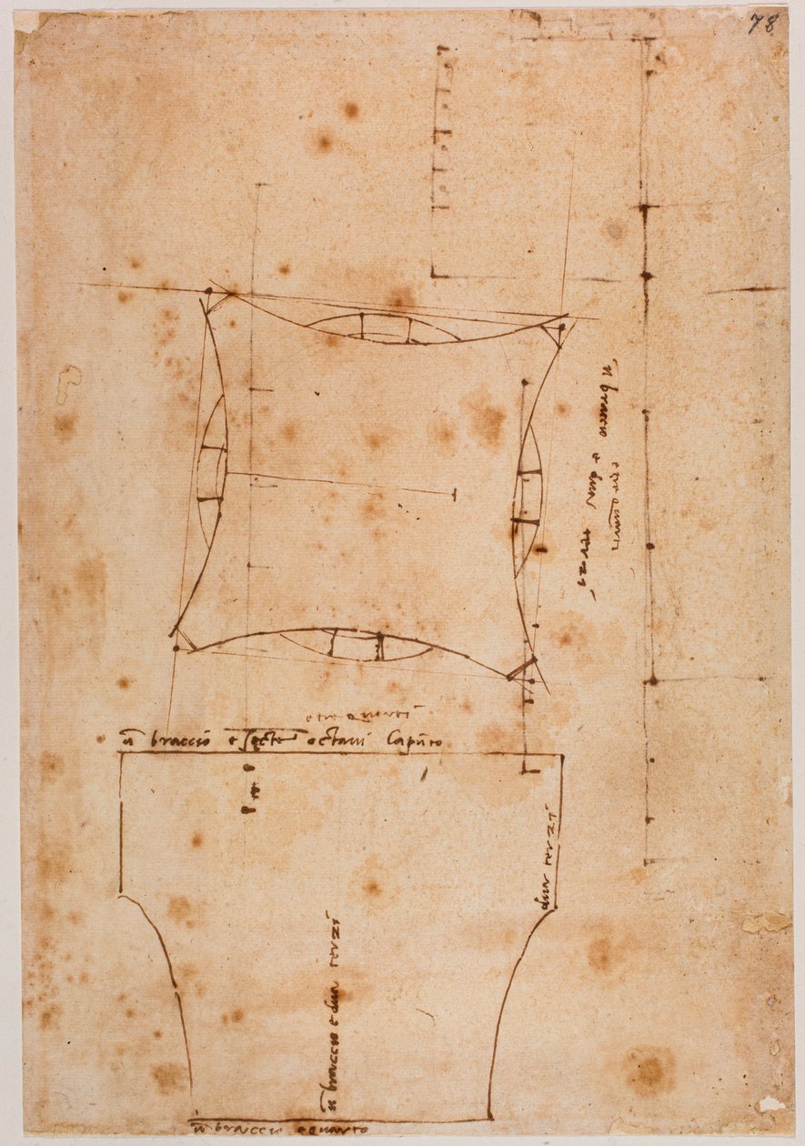 Pianta e alzata di capitello, XVI secolo - Michelangelo (after) Buonarroti
