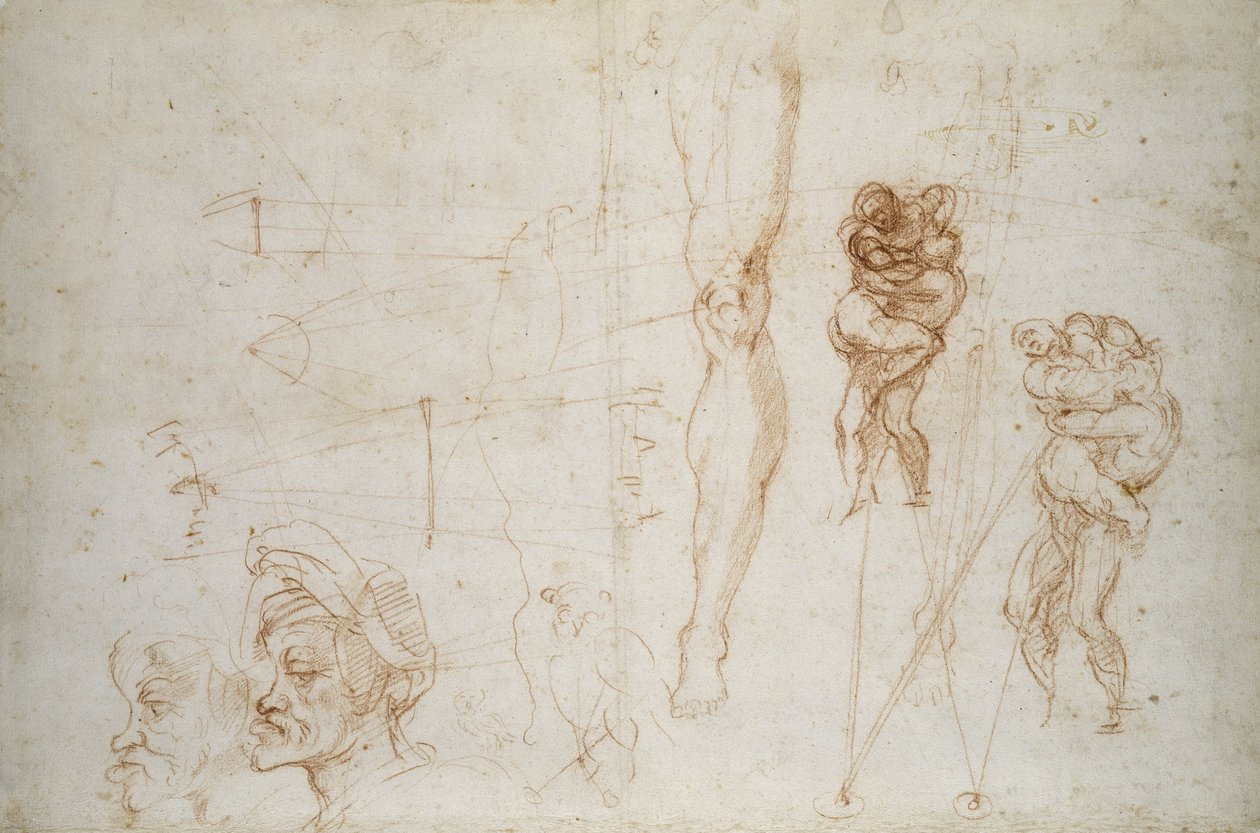 Hercule et Antée et autres Études, vers 1525-28 - Michelangelo Buonarroti