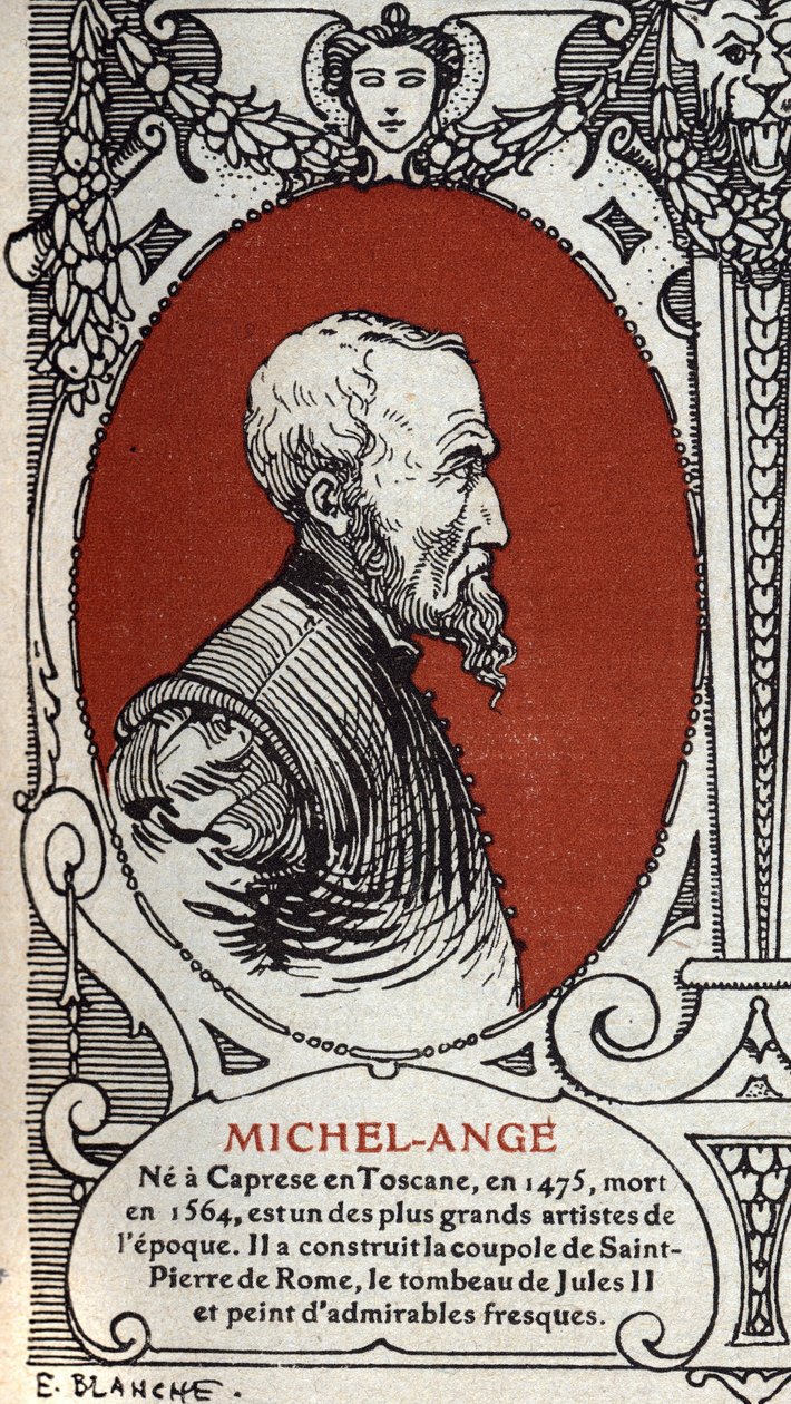 Portrait du peintre de la Renaissance italienne, Michelangelo Buonarroti dit Michel-Ange. - Michelangelo Buonarroti