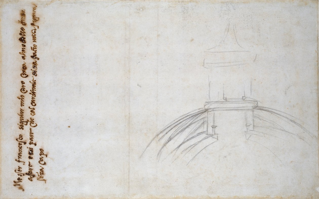 Esquisse montrant la jonction de la lanterne et de la coupole, et autres études pour Saint-Pierre - Michelangelo Buonarroti