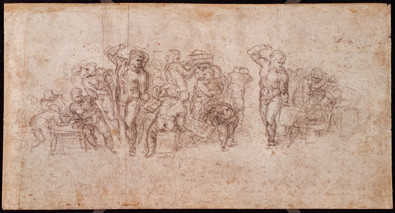 Étude de figures pour une scène narrative (recto) - Michelangelo Buonarroti