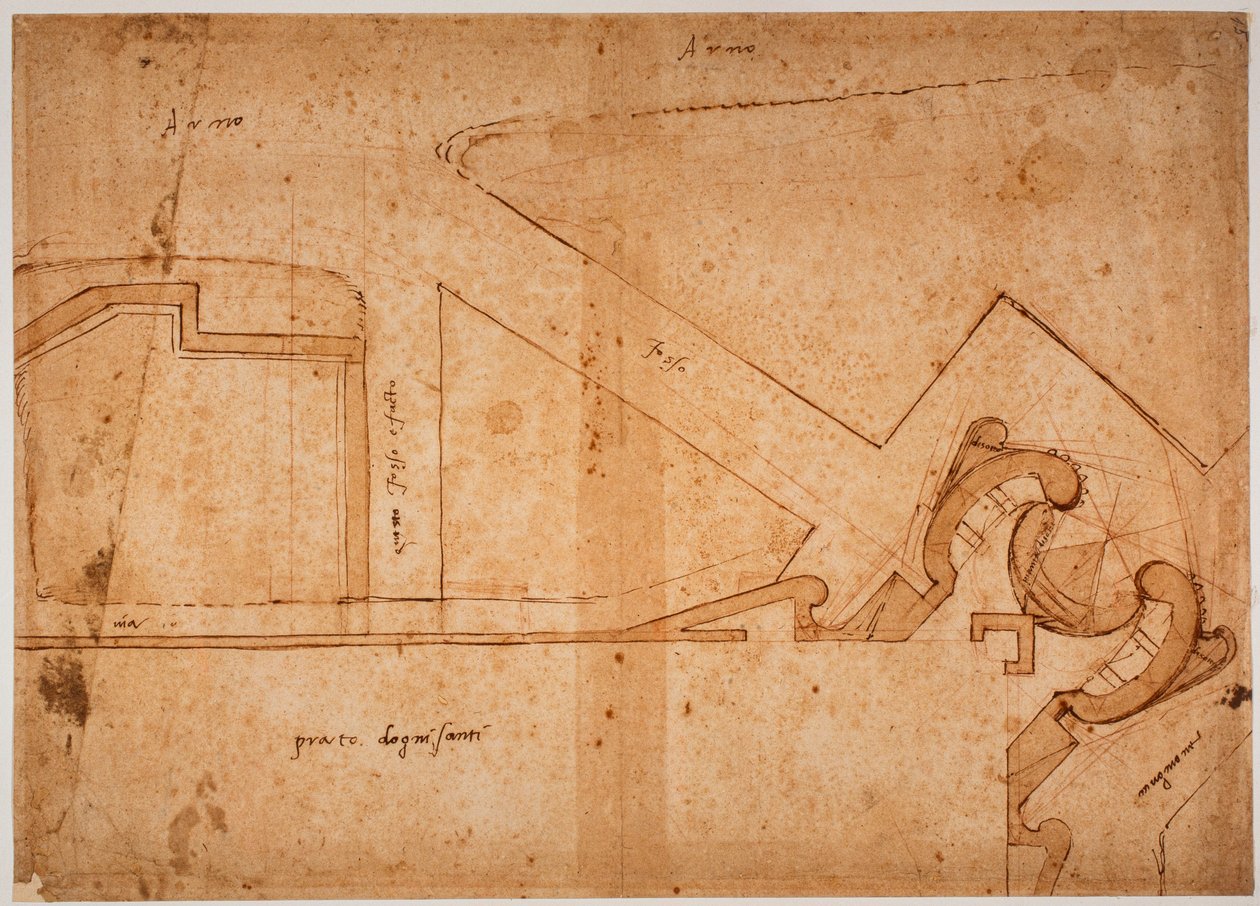 Étude de fortification de la porte du Pré de Tous les Saints - Michelangelo Buonarroti