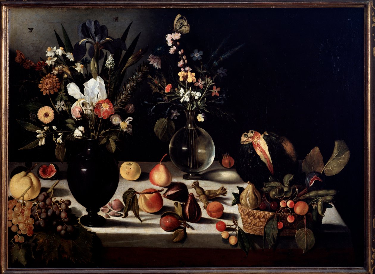 Nature morte avec fleurs et fruits Peinture attribuée à Caravaggio dit le Caravage - Michelangelo Merisi da Caravaggio