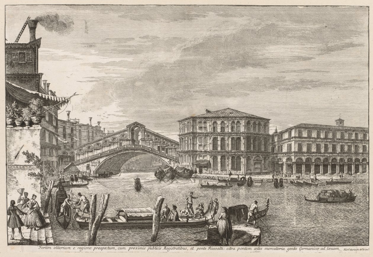 Vues de Venise : Le pont et le marché du Rialto, 1741 - Michele Marieschi