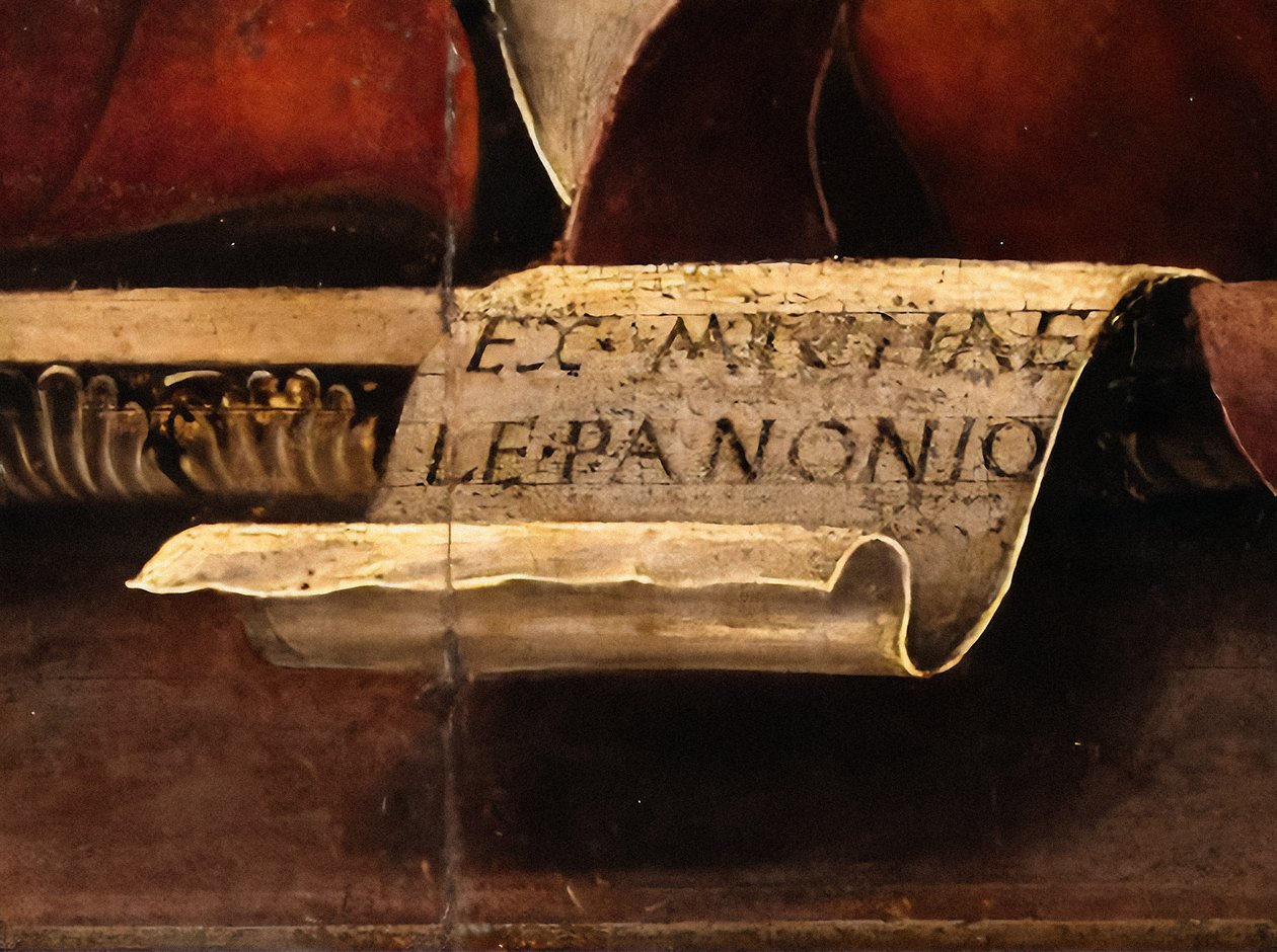 La muse Thalia, détail, vers 1456-57 (huile et tempera sur peuplier) - Michele Pannonio