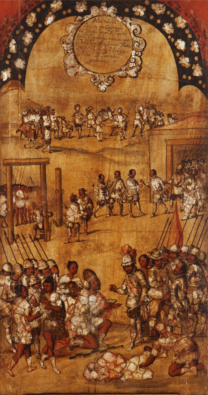 La Conquête du Mexique, Panneau III, c.1696-1715 - Miguel Gonzalez