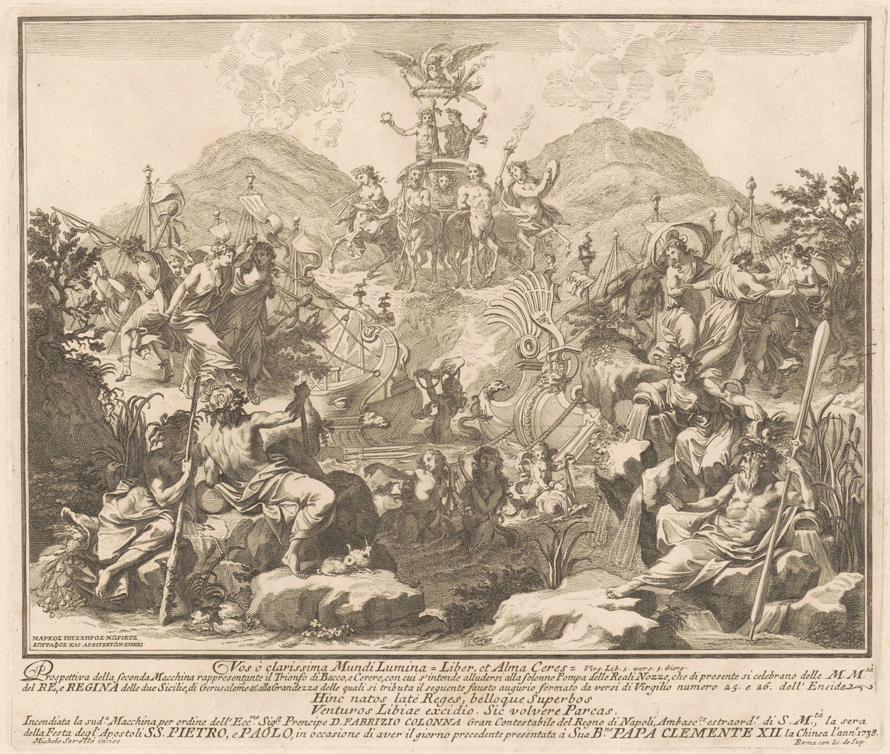 La Seconde Machine pour la Chinea de 1738: Le Triomphe de Bacchus et Cérès - Miguel de Sorellò, after Carl Marcus Tuscher