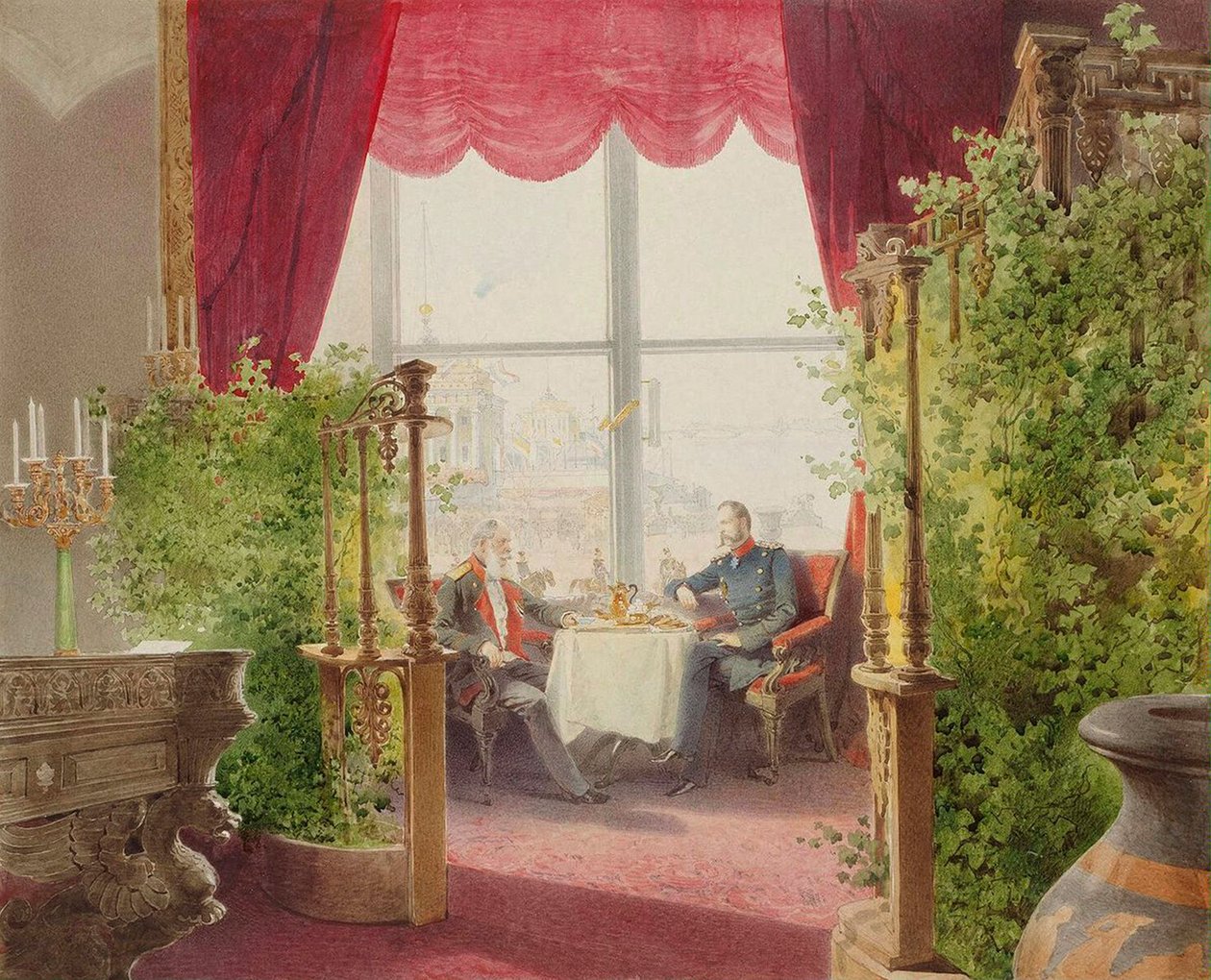 Petit-déjeuner des empereurs Alexandre II et Guillaume Ier au Palais d