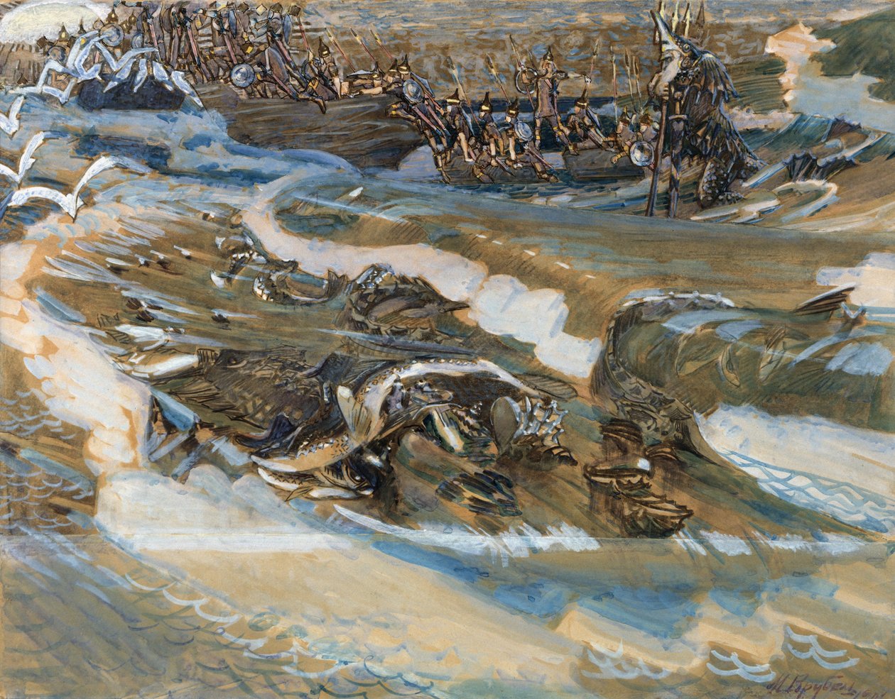 Illustration pour le conte de fées du Tsar Saltan par A. Pouchkine, 1901 - Mikhail Aleksandrovich Vrubel