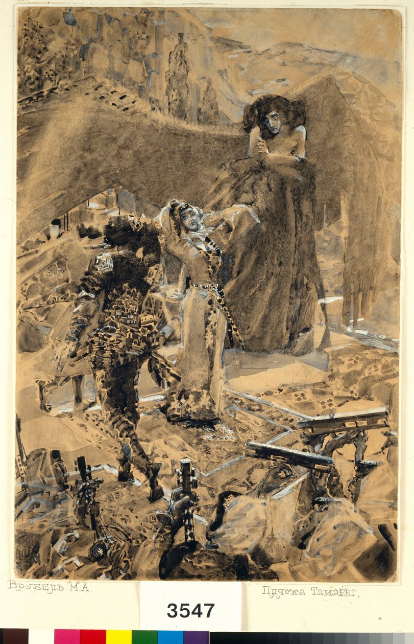 La danse de Tamara - Illustration du poème "Le Démon" de Mikhail Lermontov - Mikhail Aleksandrovich Vrubel
