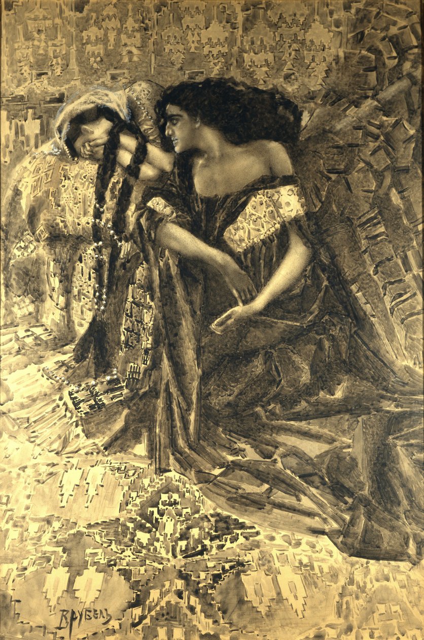 Tamara et Démon. Illustration du poème Le Démon de Mikhaïl Lermontov, 1890-1891 - Mikhail Aleksandrovich Vrubel