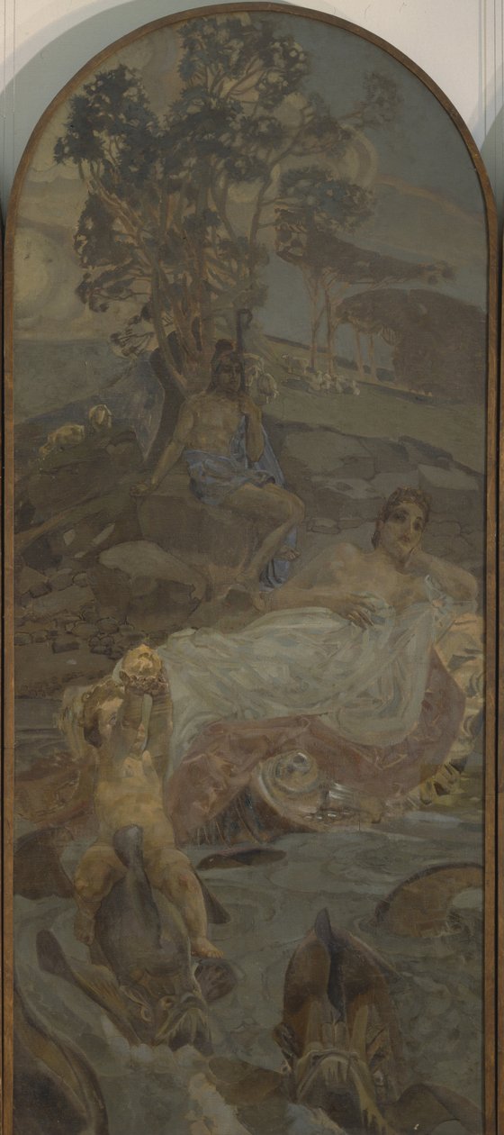 Vénus, Amour et Paris Triptyque Le Jugement de Paris, partie centrale, 1893 - Mikhail Aleksandrovich Vrubel