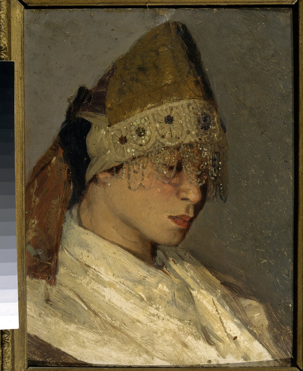 Une fille portant un Kokochnik - Mikhail Vasilievich Nesterov