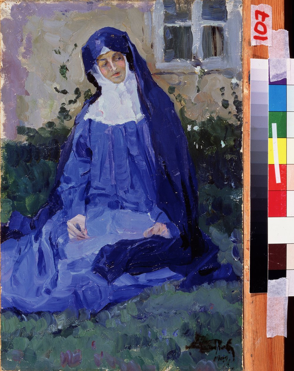 Une nonne. Œuvre de Mikhail Vasilyevich Nesterov (1862-1942), huile sur carton - Mikhail Vasilievich Nesterov