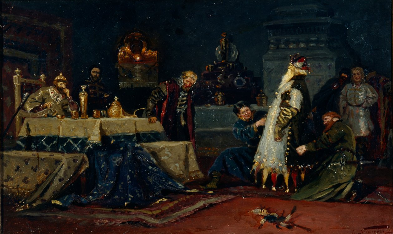 Manteau de fou. Boyar Druzhina Andreyevich Morozov devant Ivan le Terrible, 1885 - Mikhail Vasilievich Nesterov