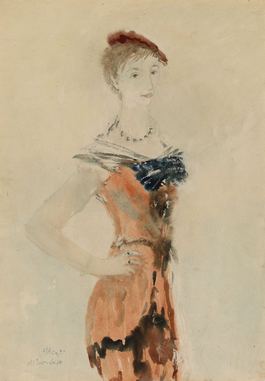 Dame au béret rouge, 1935 - Mikhail Xenofontovich Sokolov